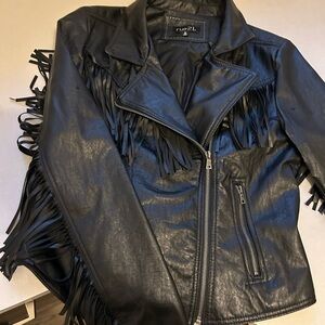RUE 21 Black Fringe Faux Leather Jacket
